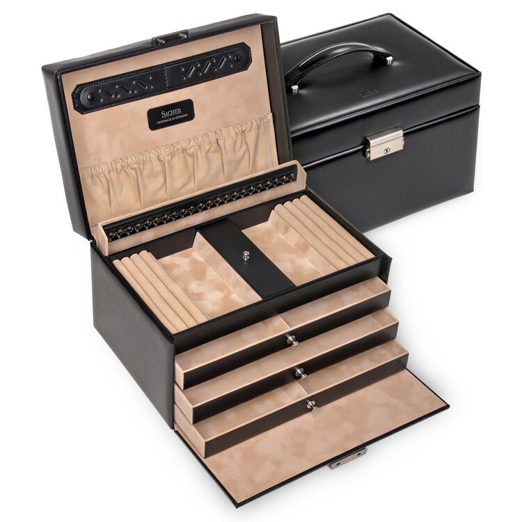 Schmuckkasten Julia new classic / schwarz (Leder)