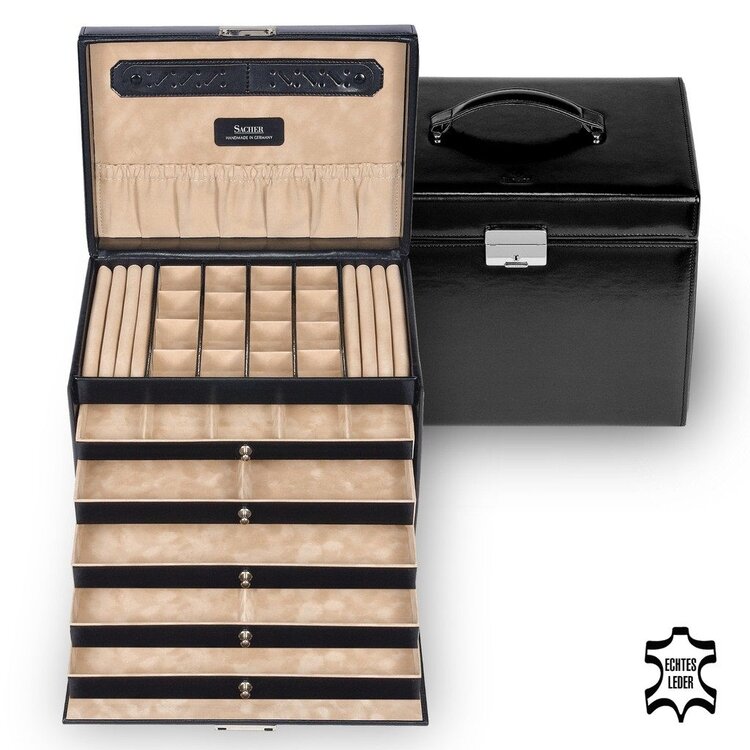 SACHER Schmuckkasten Nina new classic / schwarz (Leder)