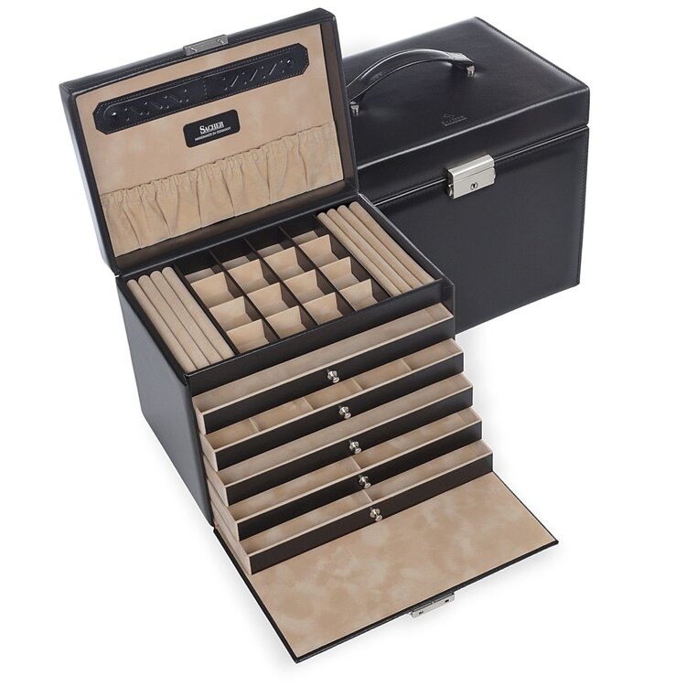 SACHER Schmuckkasten Nina new classic / schwarz (Leder)