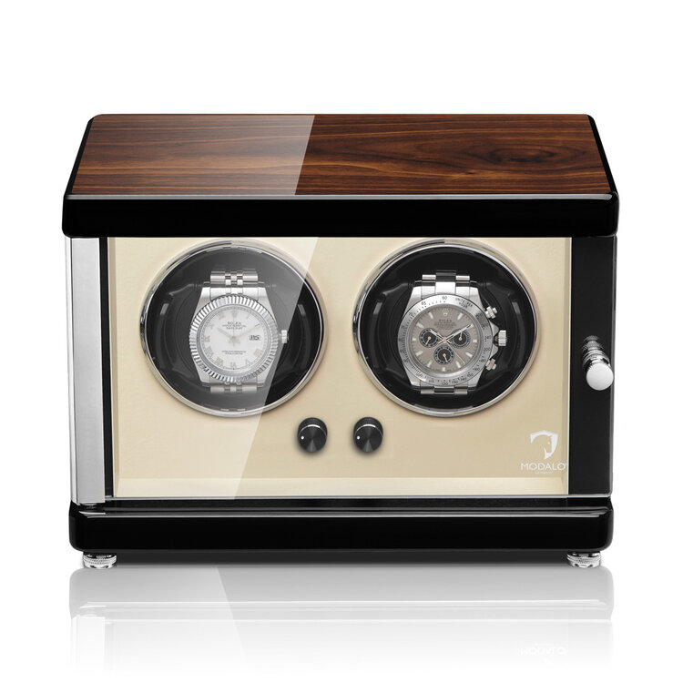 Modalo AMBIENTE Uhrenbeweger 2 Uhren WALNUSS BEIGE