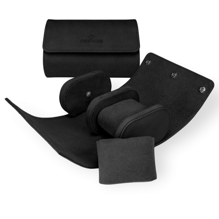 Windrose Uhrenetui für 2 Uhren Tempora / schwarz