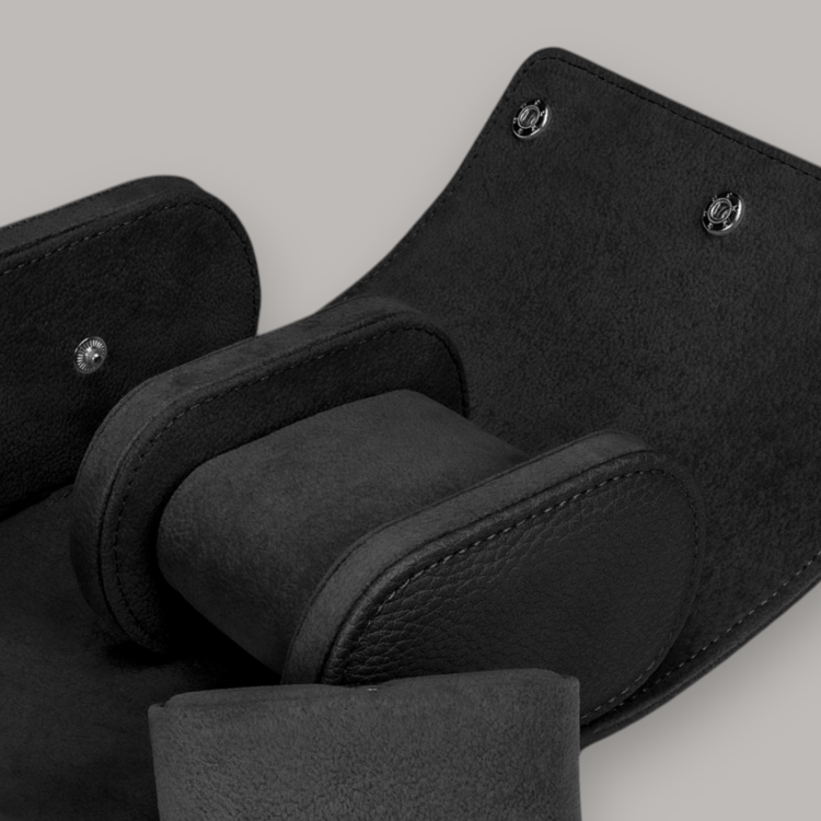 Windrose Uhrenetui für 2 Uhren Tempora / schwarz