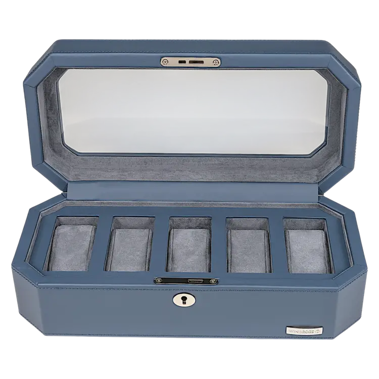 Windrose Uhrenetui für 5 Uhren Tempora / hellblau