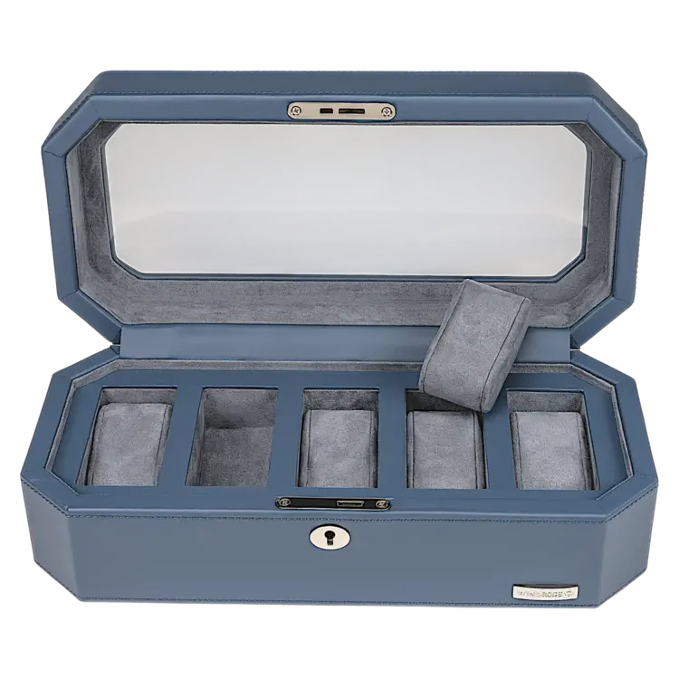 Windrose Uhrenetui für 5 Uhren Tempora / hellblau