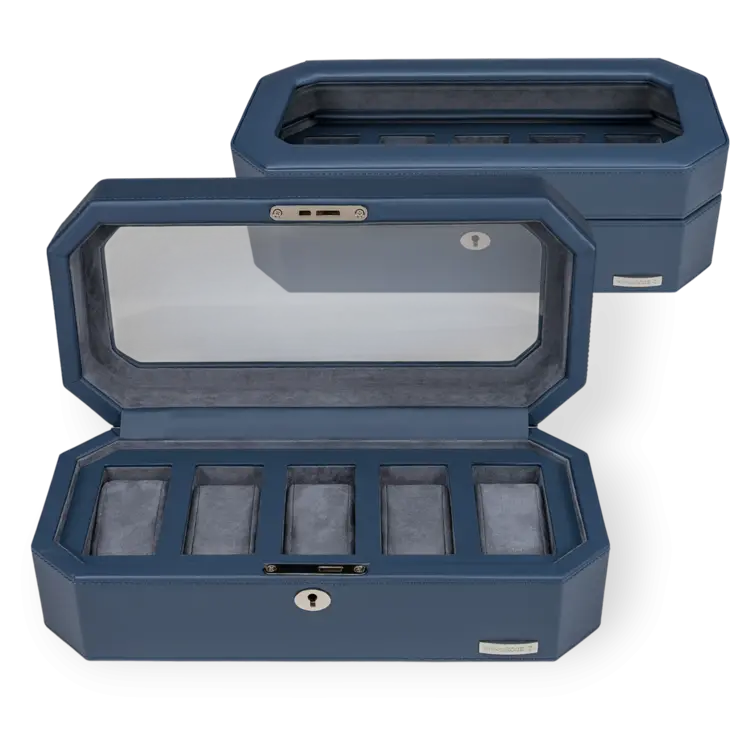 Windrose Uhrenetui für 5 Uhren Tempora / hellblau