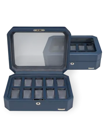 Windrose Uhrenbox für 10 Uhren Tempora / hellblau