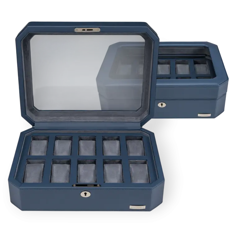 Windrose Uhrenbox für 10 Uhren Tempora / hellblau