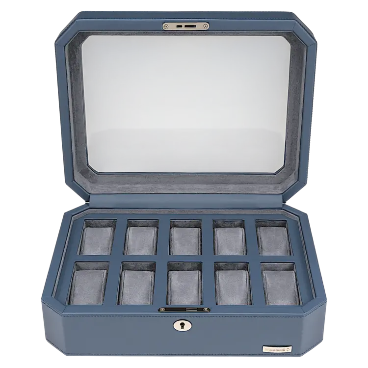 Windrose Uhrenbox für 10 Uhren Tempora / hellblau