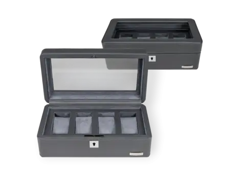 Uhrenbox  für 4 Uhren 4 Uhren Tempora / grau (Recyceltes Leder)