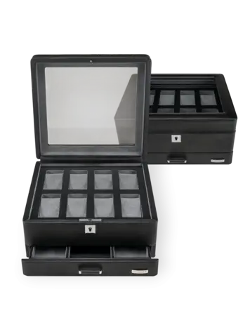 Uhrenbox für 8 Uhren 8 Uhren Tempora / schwarz (Recyceltes Leder)