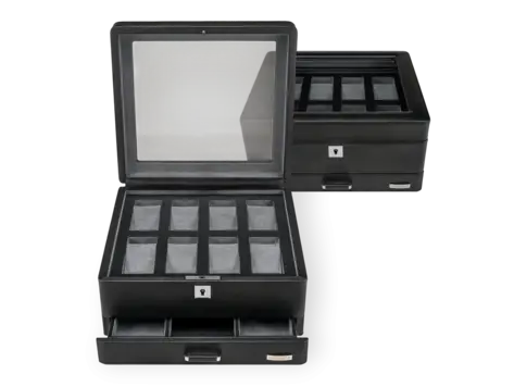 Uhrenbox für 8 Uhren 8 Uhren Tempora / schwarz (Recyceltes Leder)