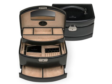 Automatik-Schmuckkoffer mit Reiseeinsatz Merino / schwarz Kollektion: Merino | Farbe: schwarz