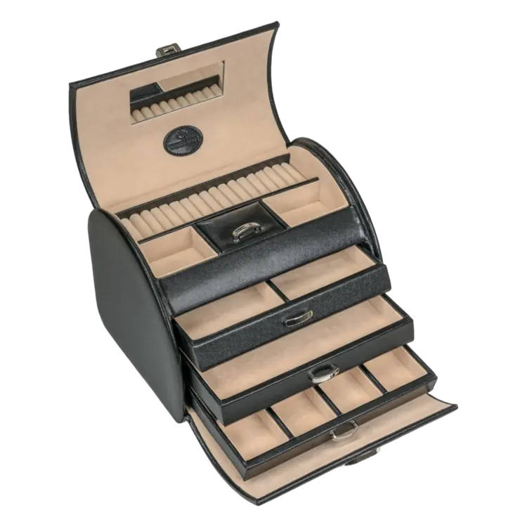 Windrose Schmuckkoffer Merino / schwarz Kollektion: Merino | Farbe: schwarz