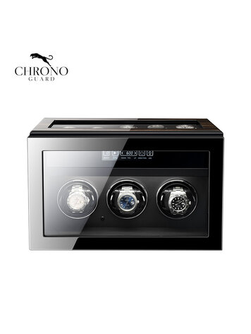 Chronoguard Switzerland Premium 3 Uhrenbeweger mit Aufbewahrung aus Zebrano-Ebenholz