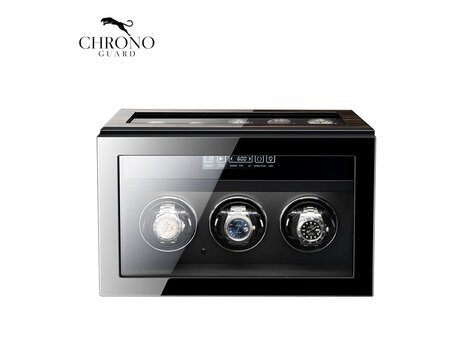 Chronoguard Switzerland Premium 3 Uhrenbeweger mit Aufbewahrung aus Zebrano-Ebenholz