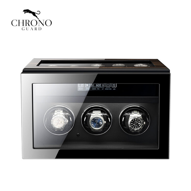 Chronoguard Switzerland  Premium 3 Uhrenbeweger mit Aufbewahrung aus Zebrano-Ebenholz