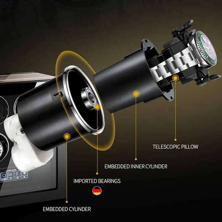 Chronoguard Switzerland  Premium 6 Uhrenbeweger mit Aufbewahrung aus Zebrano-Ebenholz