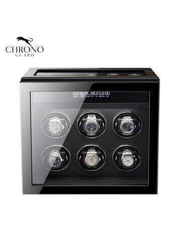 Chronoguard Switzerland Premium 6 Uhrenbeweger mit Aufbewahrung aus Zebrano-Ebenholz