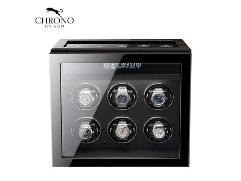 Chronoguard Switzerland Premium 6 Uhrenbeweger mit Aufbewahrung aus Zebrano-Ebenholz