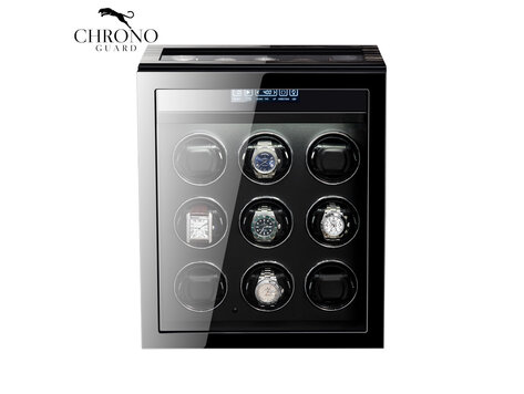 Chronoguard Switzerland Premium 9 Uhrenbeweger mit Aufbewahrung aus Zebrano-Ebenholz