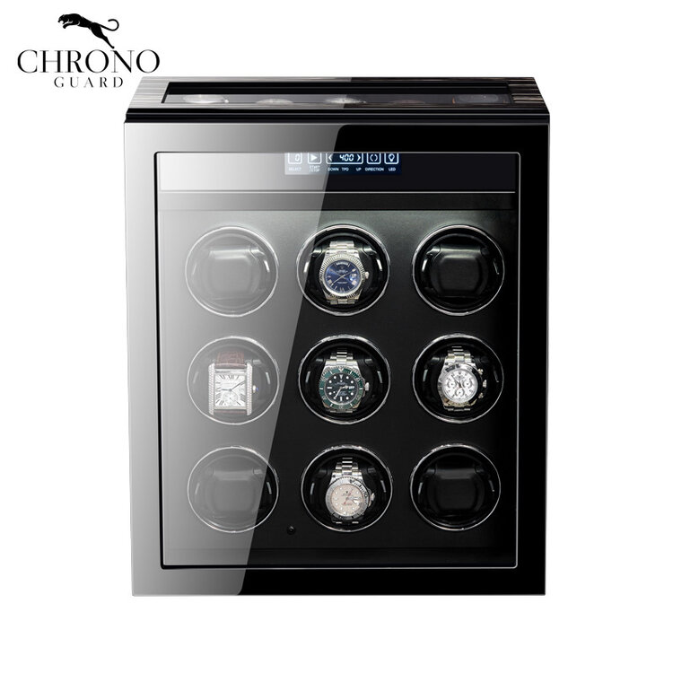 Chronoguard Switzerland  Premium 9 Uhrenbeweger mit Aufbewahrung aus Zebrano-Ebenholz