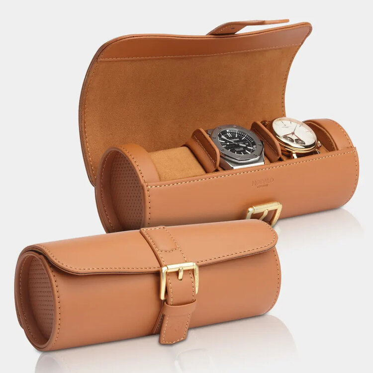 Modalo GENIUS Uhrenrolle für 3 Uhren  Hellbraun