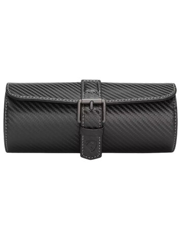 Modalo Uhrenbeweger Uhrenrolle für 3 Uhren – Mikroleder Carbon/Schwarz | Genius