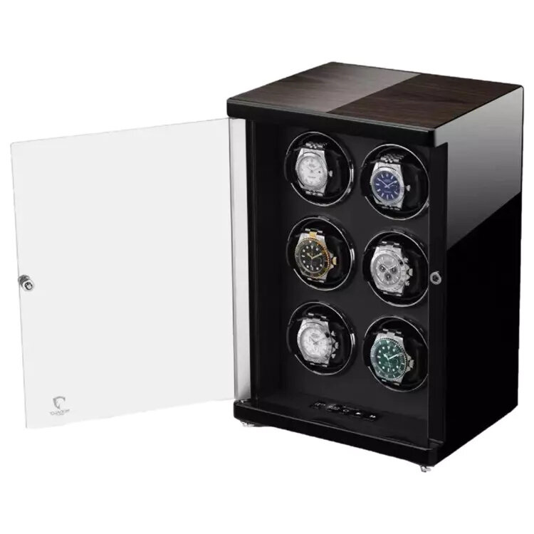 Modalo AMBIENTE Uhrenbeweger 6 Uhren Hochkant Schwarzes Makassar