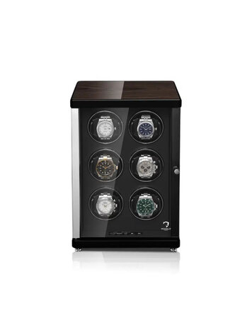 Modalo Uhrenbeweger AMBIENTE Uhrenbeweger 6 Uhren Hochkant Schwarzes Makassar