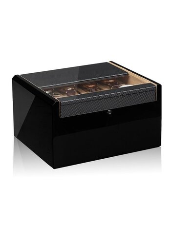 Modalo Uhrenbeweger Uhrenbox für 16 Uhren – Carbon, Massivholz, Sichtfenster, abschliessbar | Imperia