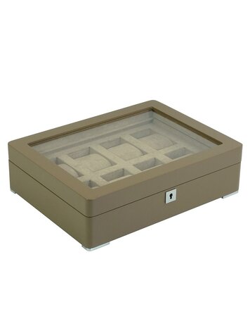 Chronoguard Switzerland Luxus Uhrenbox braun für 8 Uhren mit beigem Samt