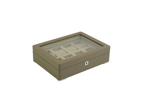 Chronoguard Switzerland Luxus Uhrenbox braun für 8 Uhren mit beigem Samt