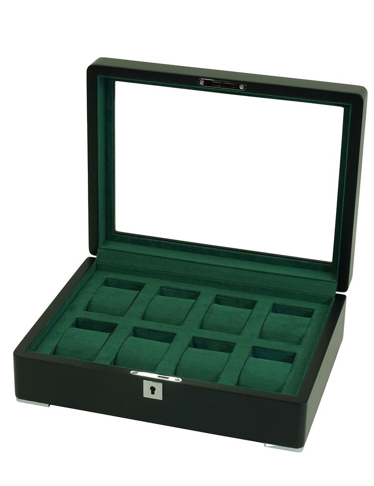 Chronoguard Switzerland  Luxus Uhrenbox Racing Green für 8 Uhren mit grünem Samt