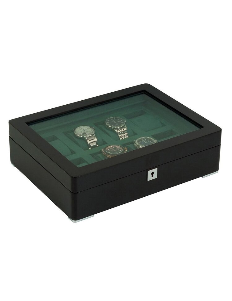 Chronoguard Switzerland  Luxus Uhrenbox Racing Green für 8 Uhren mit grünem Samt