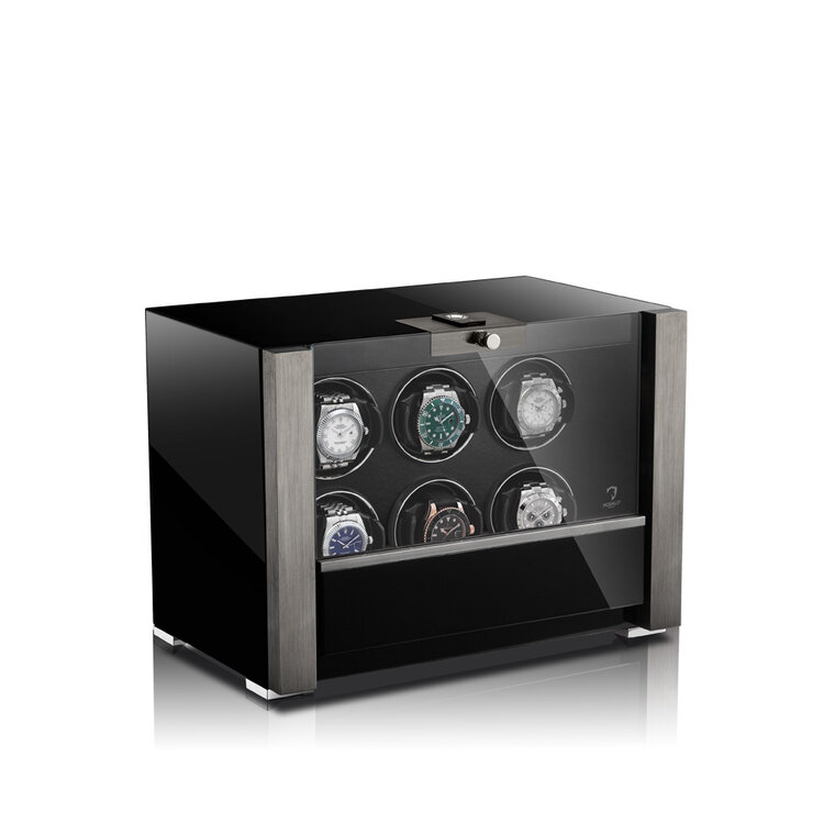 Modalo  VICTORY Uhrenbeweger 6 Uhren schwarz silber