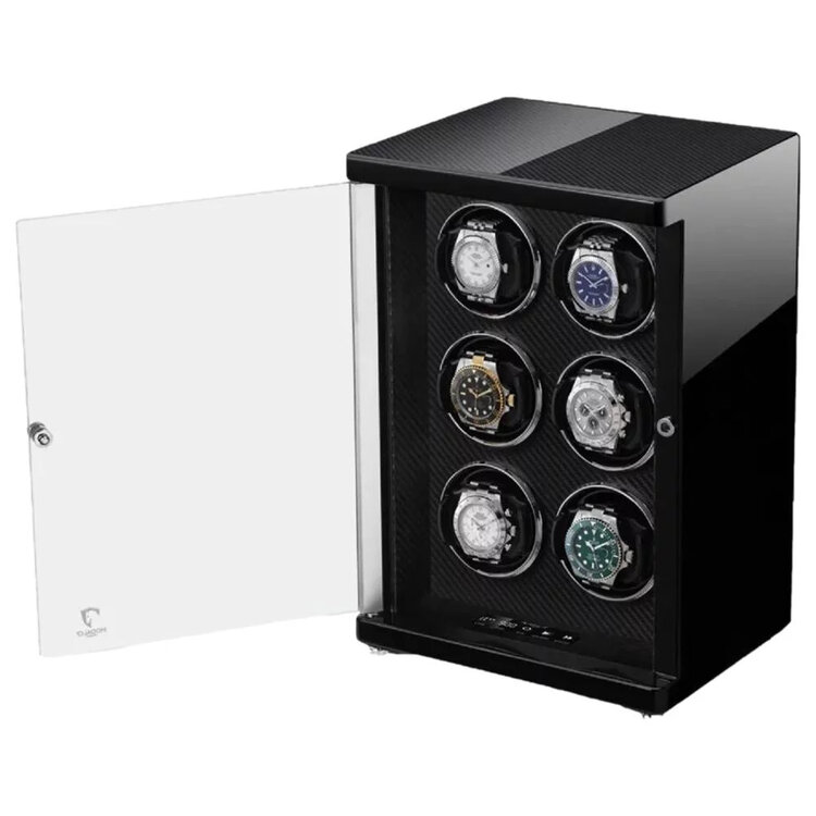 Modalo AMBIENTE Uhrenbeweger 6 Uhren  Hochglanz/Carbon