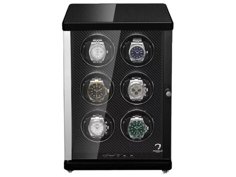 Modalo AMBIENTE Uhrenbeweger 6 Uhren  Hochglanz/Carbon