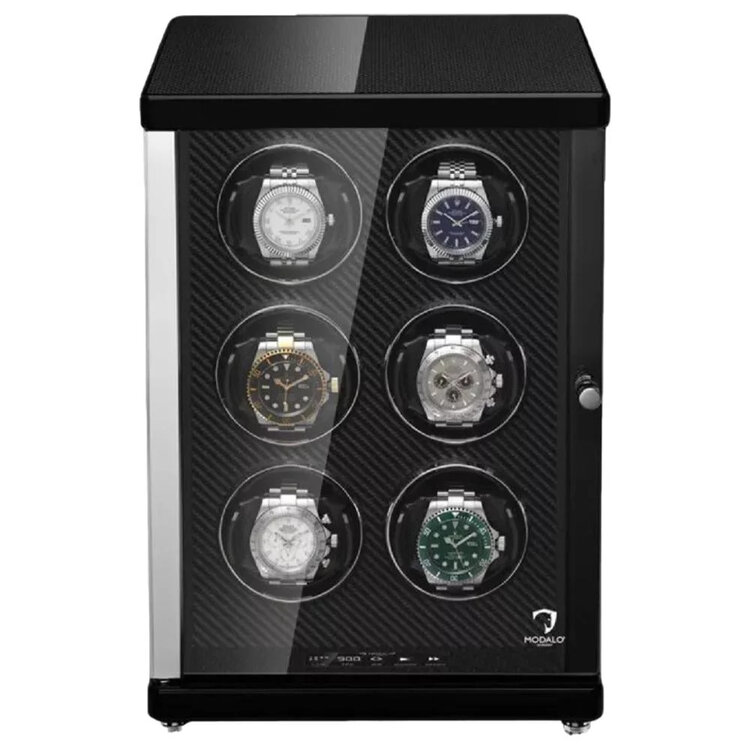 Modalo AMBIENTE Uhrenbeweger 6 Uhren  Hochglanz/Carbon