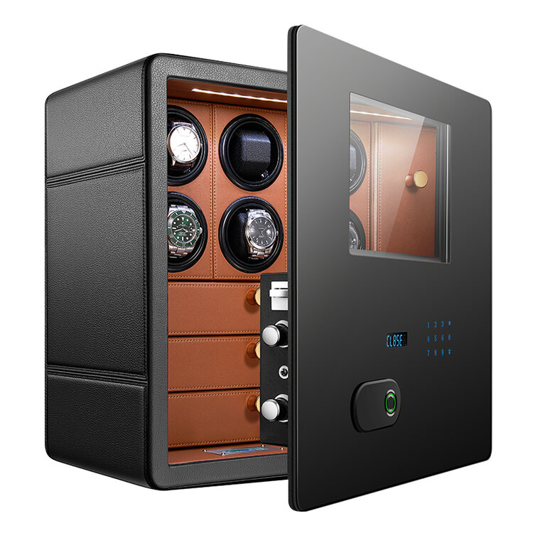 Chronoguard Uhrenbeweger  Uhrenbeweger Safe Elite V6 für 6 Automatikuhren schwarz/braun