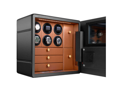 Chronoguard Switzerland Uhrenbeweger Safe Elite V6 für 6 Uhren schwarz/Braun