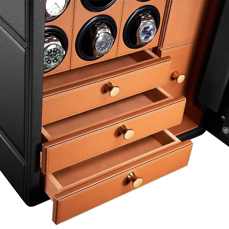 Chronoguard Uhrenbeweger  Uhrenbeweger Safe Elite V6 für 6 Automatikuhren schwarz/braun