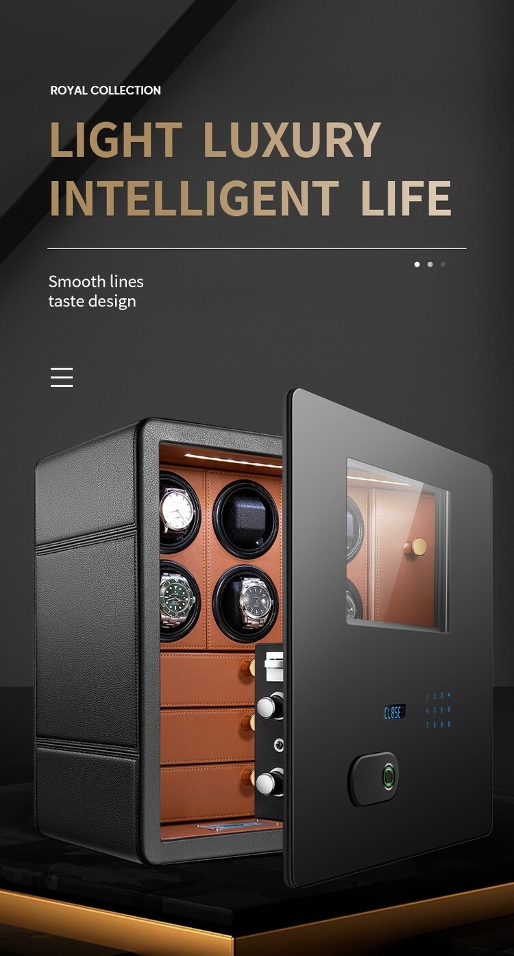 Chronoguard Uhrenbeweger  Uhrenbeweger Safe Elite V6 für 6 Automatikuhren schwarz/braun