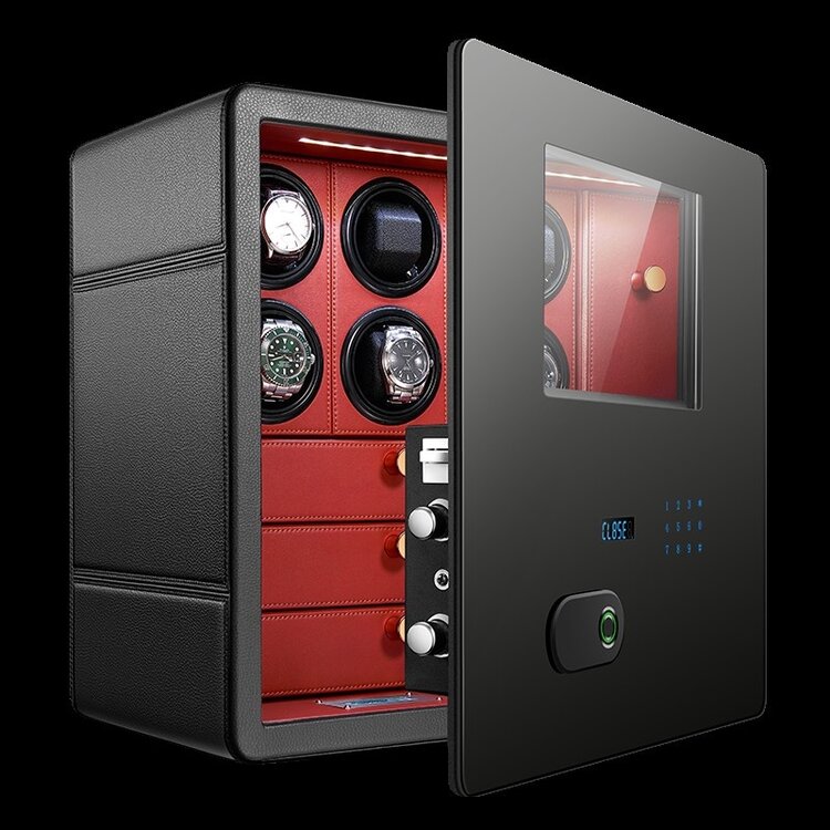 Chronoguard Uhrenbeweger Uhrenbeweger Safe Elite V12 für 6 Automatikuhren schwarz/rot
