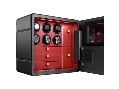 Chronoguard Switzerland Uhrenbeweger Safe Elite V6 für 6 Uhren schwarz/rot