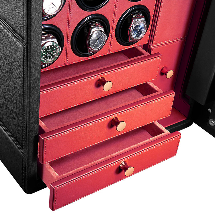 Chronoguard Switzerland  Uhrenbeweger Safe Elite 6 für 6 Uhren schwarz/rot