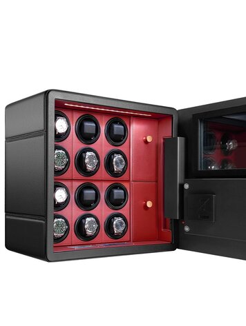 Chronoguard Switzerland Uhrenbeweger Safe Elite V12 für 12 Uhren schwarz/rot