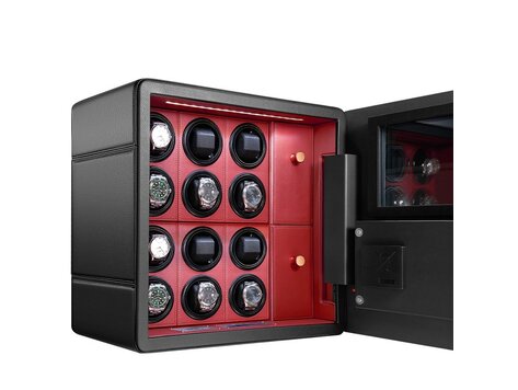 Chronoguard Switzerland Uhrenbeweger Safe Elite V12 für 12 Uhren schwarz/rot