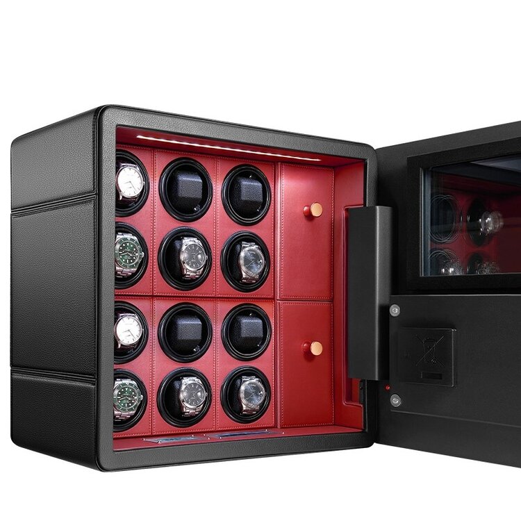 Chronoguard Uhrenbeweger  Uhrenbeweger Safe Elite V12 für 12 Automatikuhren schwarz/rot