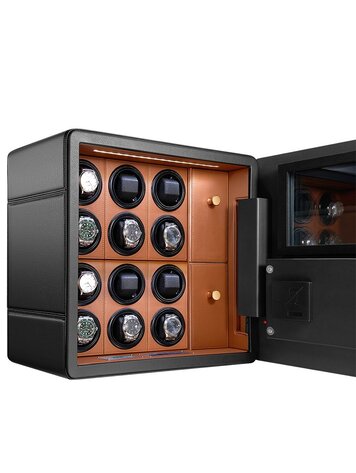 Chronoguard Uhrenbeweger Uhrenbeweger Safe Elite V12 für 12 Uhren schwarz/braun