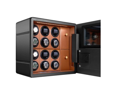 Chronoguard Switzerland Uhrenbeweger Safe Elite V12 für 12 Uhren schwarz/braun